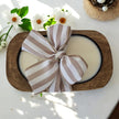 Wooden Dough Bowl Candle with Striped Bow