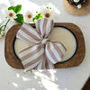 Wooden Dough Bowl Candle with Striped Bow