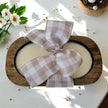 Wooden Dough Bowl Candle with Buffalo Plaid Bow