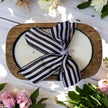 Wooden Dough Bowl Candle with Striped Bow