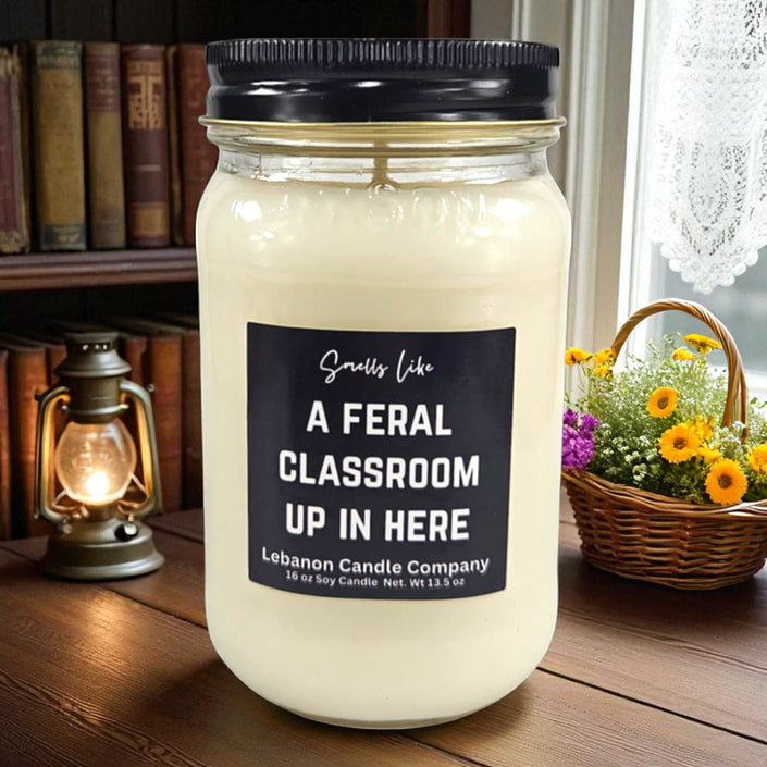 Funny Teacher Feral Classroom Candle