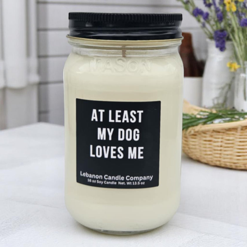 Funny At Least My Dog Loves Me Candle