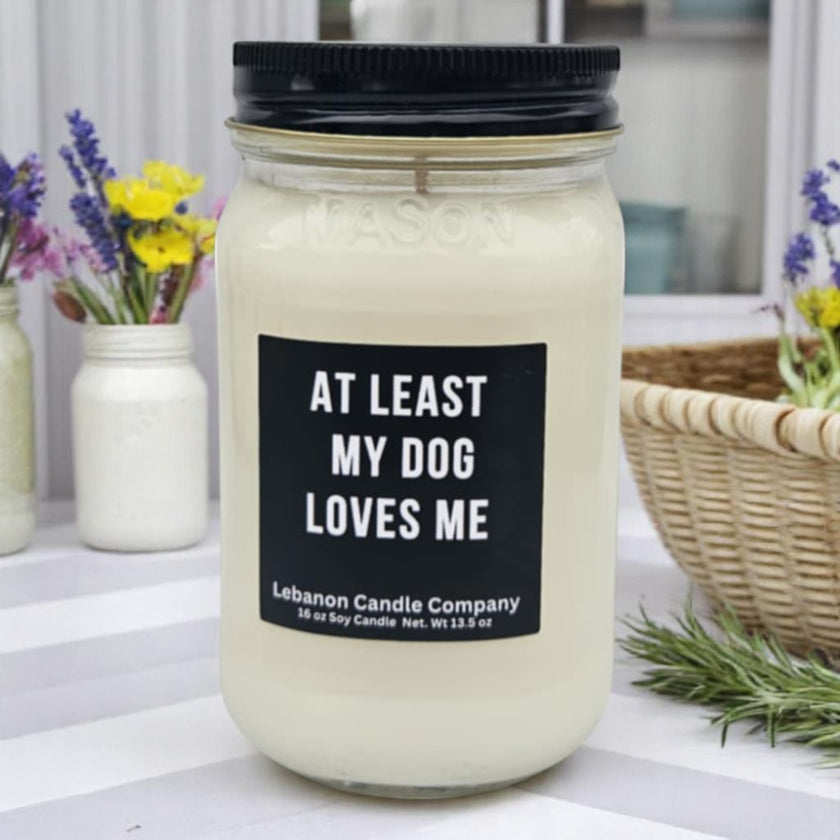 Funny At Least My Dog Loves Me Candle