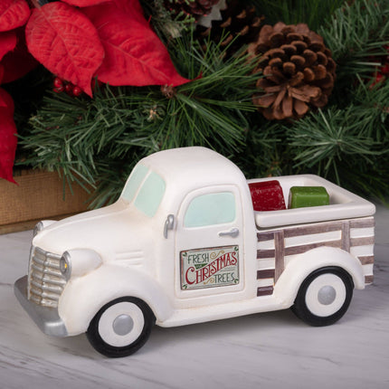 White Truck  Fragrance and Wax Warmer with Two Holiday Signs