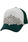 White/Black - Crystal Flower Rhinestone Trucker Hat