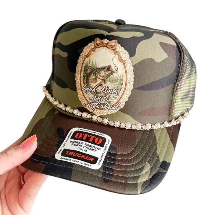 Hook, Line, & Catfished Rhinestone Trucker Hat