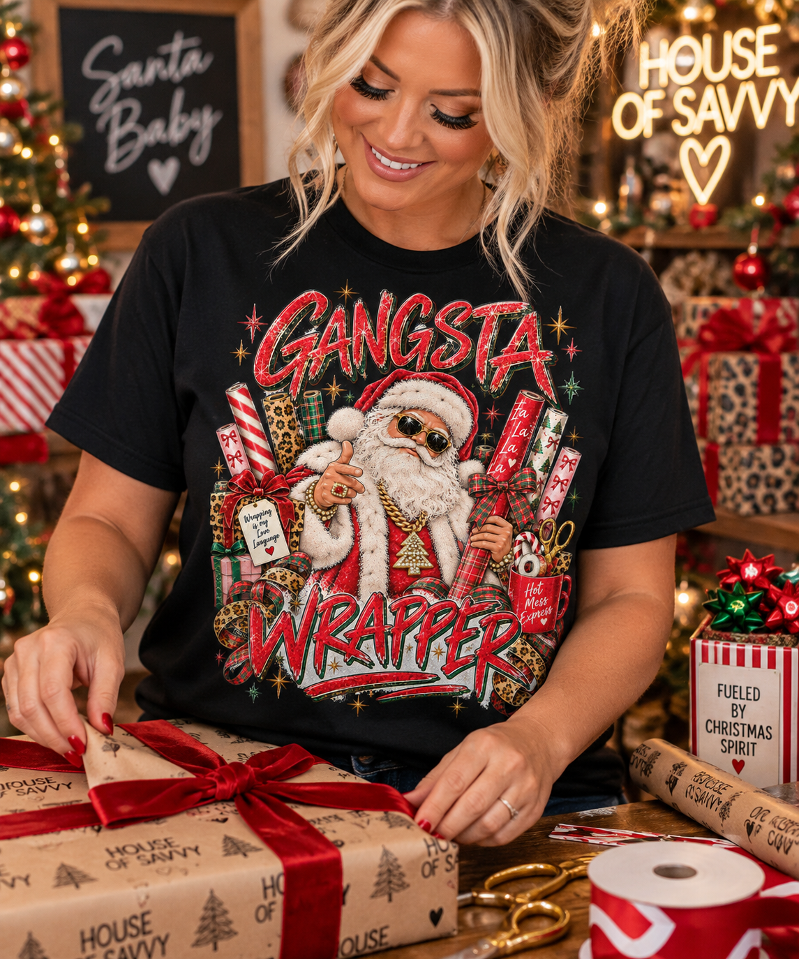 Gangsta Wrapper Christmas Graphic Tee