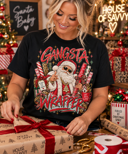 Gangsta Wrapper Christmas Graphic Tee