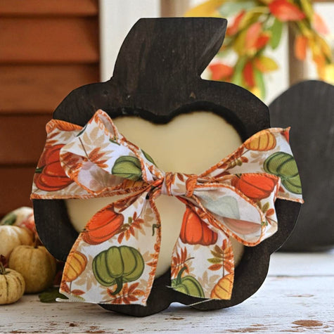 Pumpkin Wooden Dough Bowl Candle