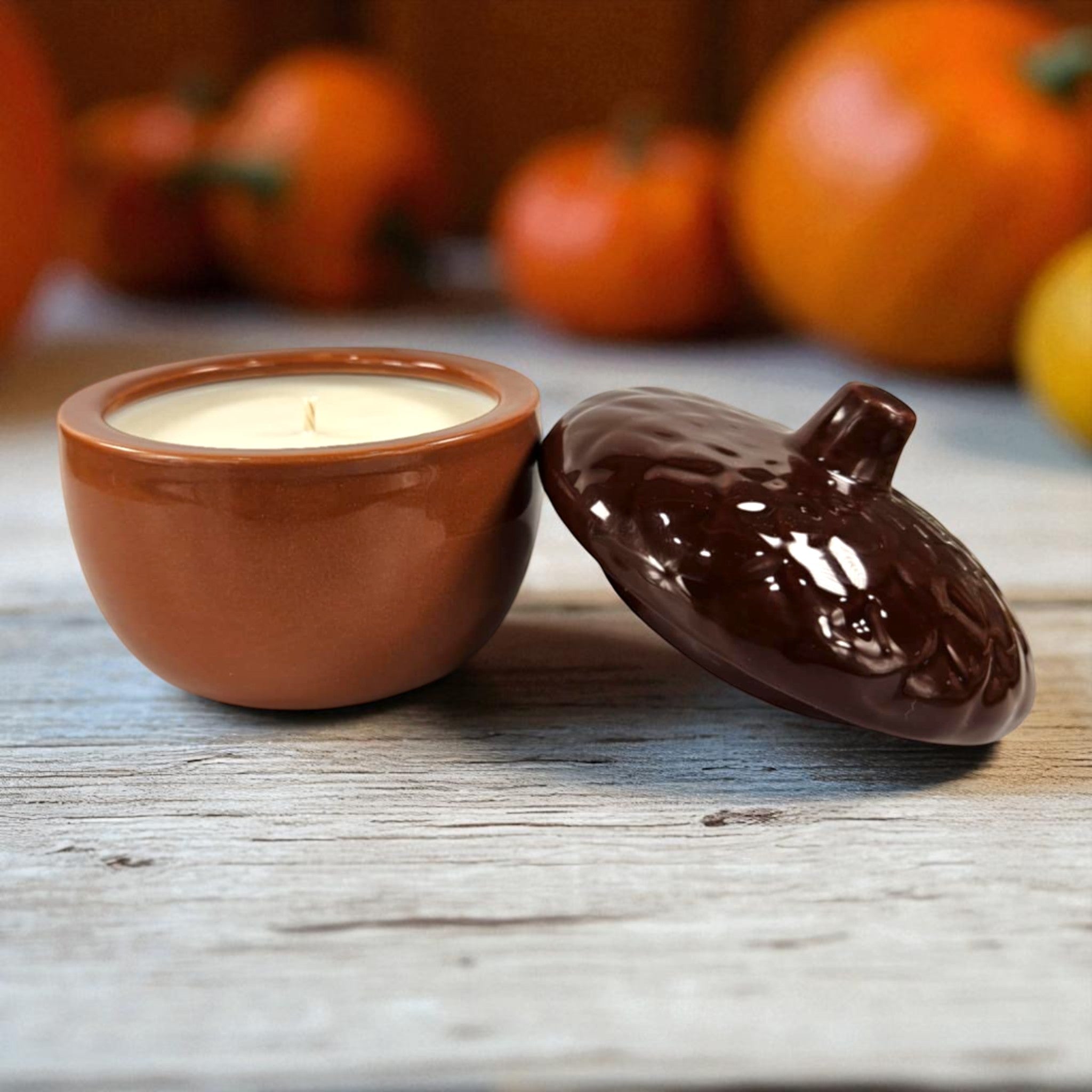 Acorn Glass Glazed Trinket Candle