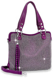 Sparkling Purple Rhinestone Tassle Handbag