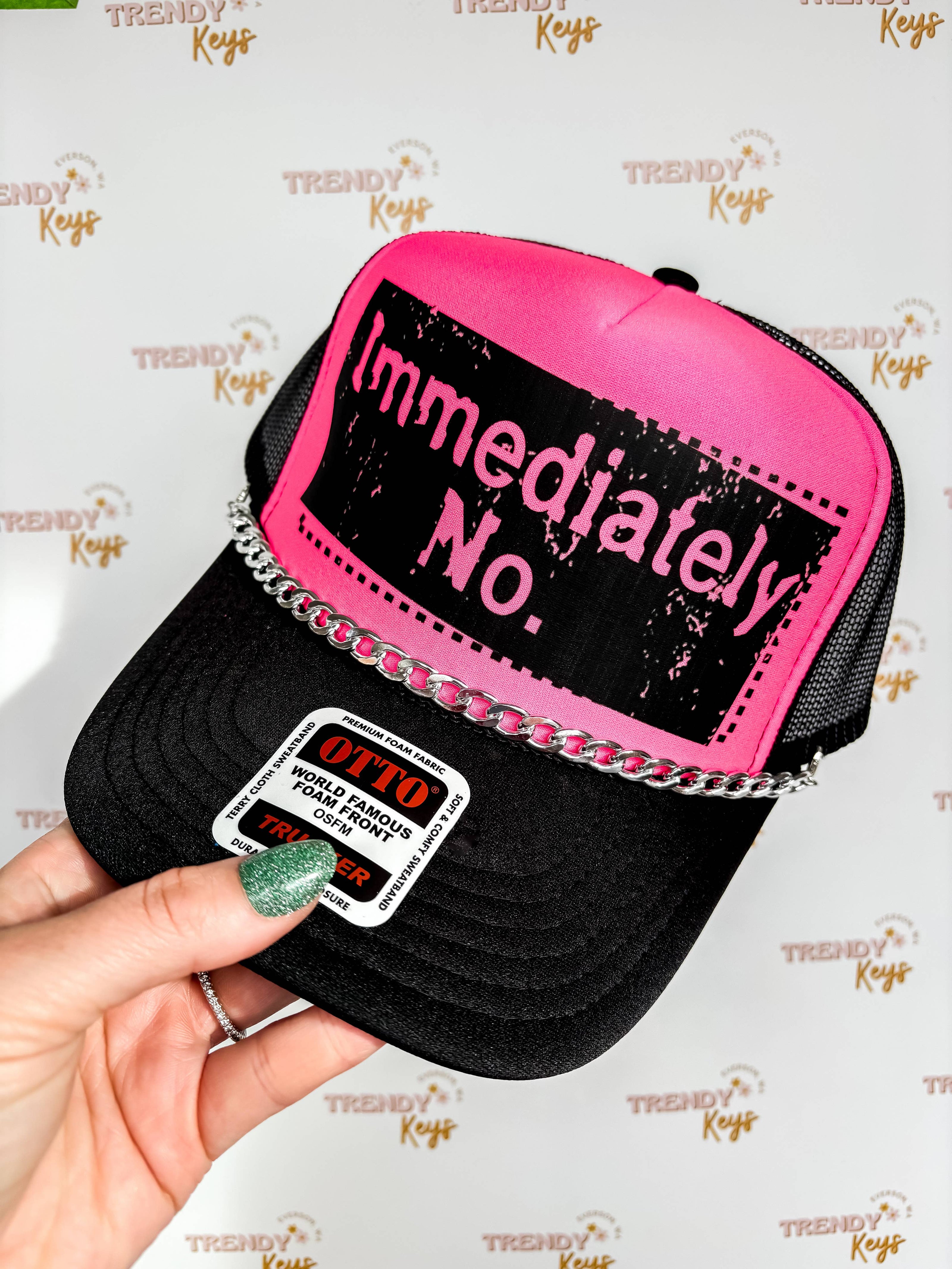 Immediately, No Trucker Hat with Chain