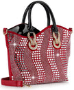 Sparkling Red Wave Rhinestone Handbag