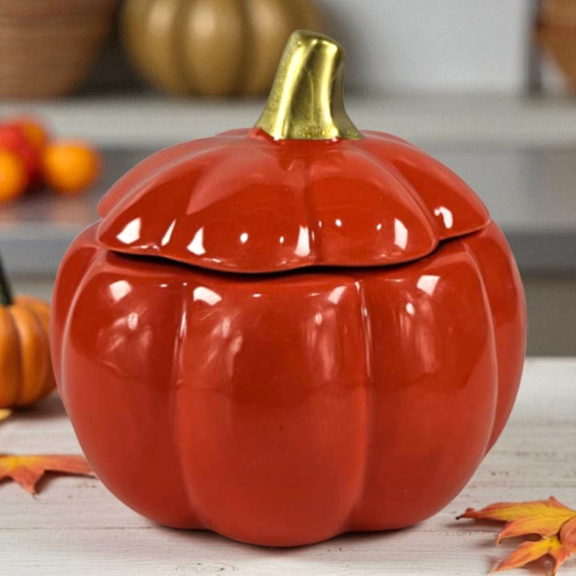 Pumpkin Glass  Glazed Trinket Candle