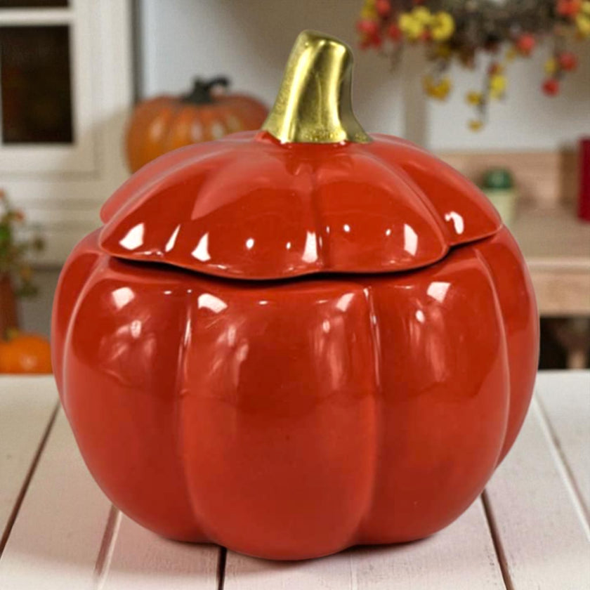 Pumpkin Glass  Glazed Trinket Candle