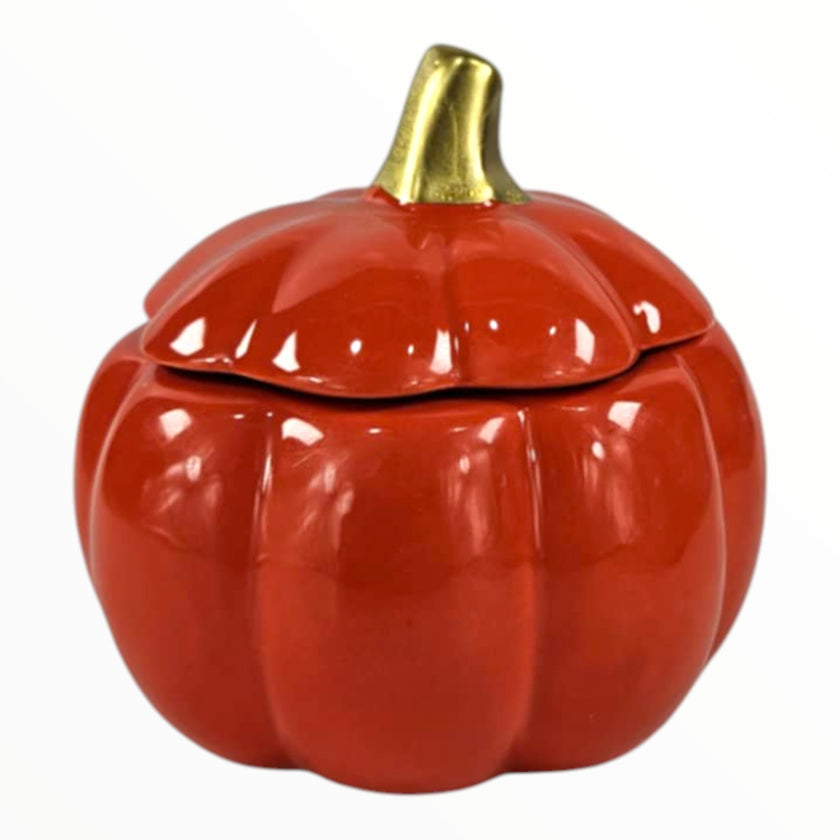Pumpkin Glass  Glazed Trinket Candle