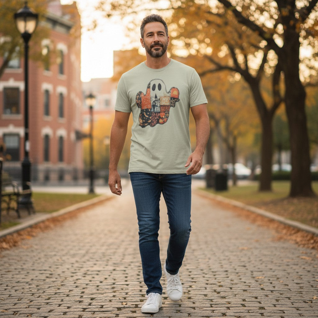 Vintage Halloween Patchwork Ghost Tee