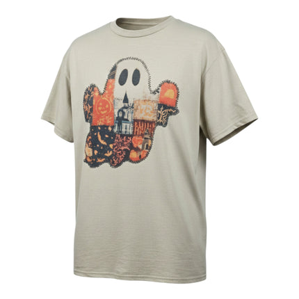 Vintage Halloween Patchwork Ghost  Graphic Tee