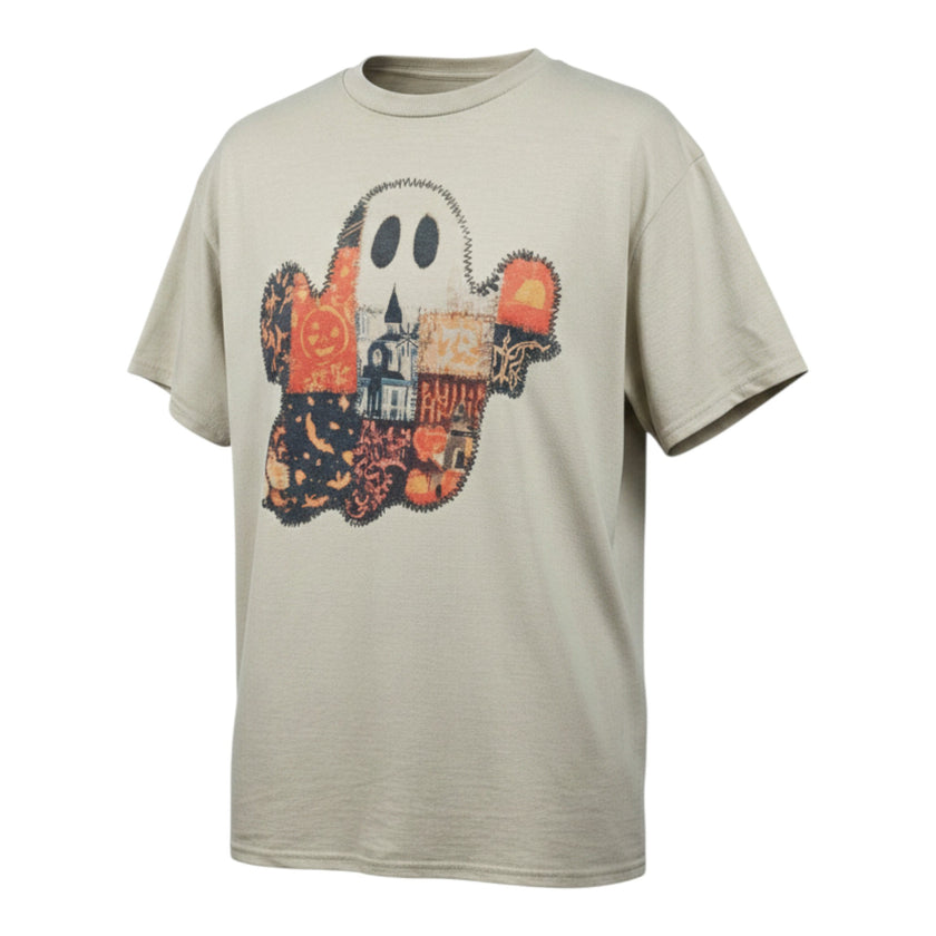 Vintage Halloween Patchwork Ghost Tee
