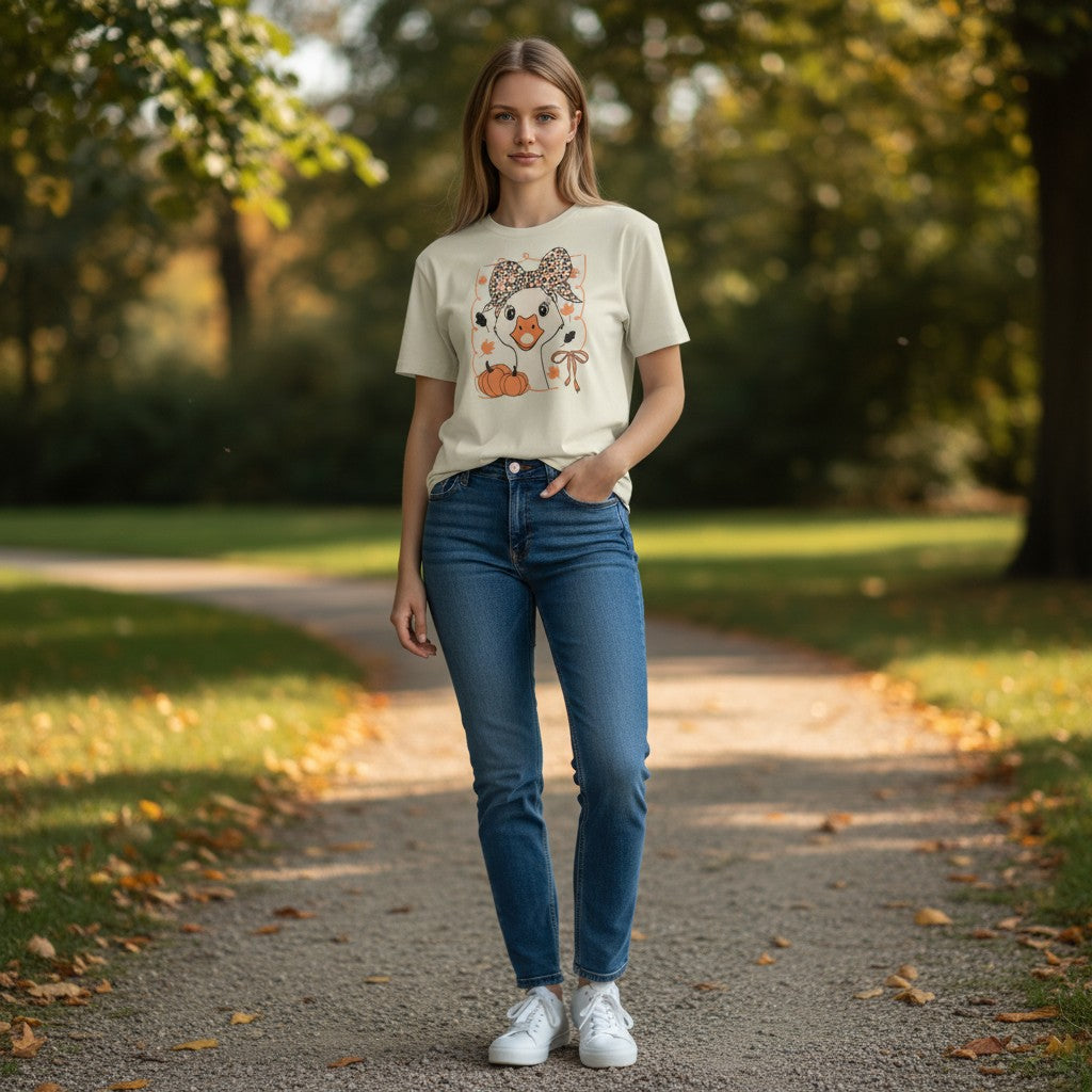 Leopard Bow Fall Goose Tee