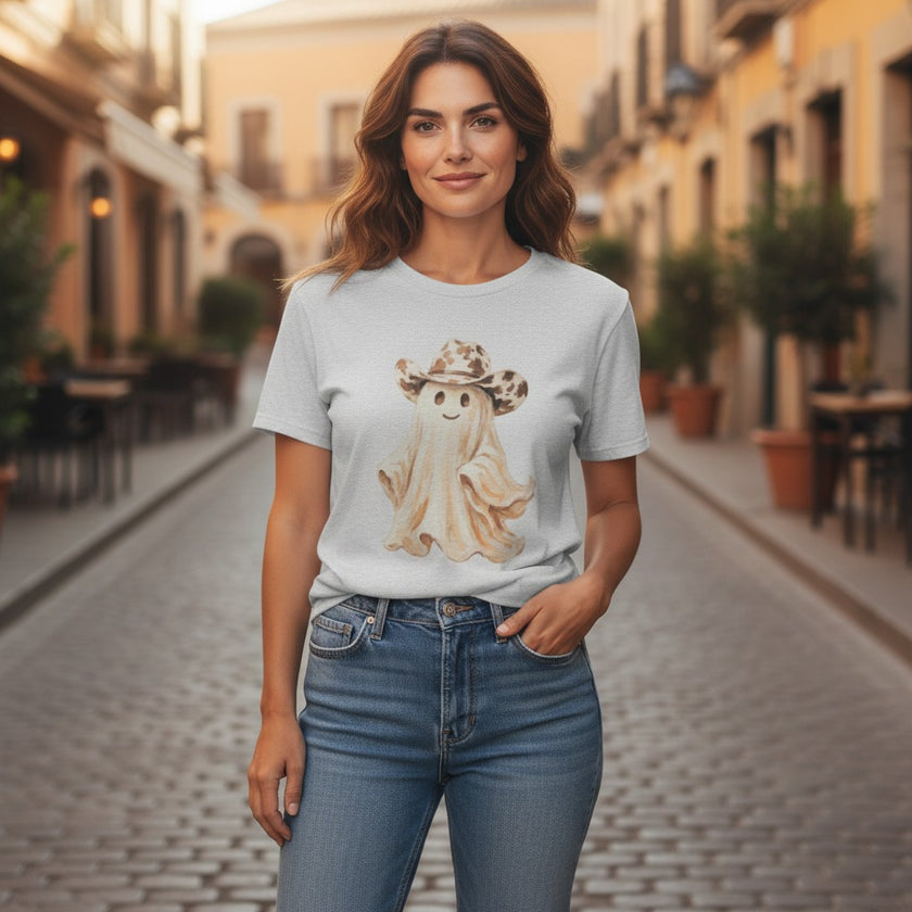 Leopard Cowboy Hat Ghost Tee