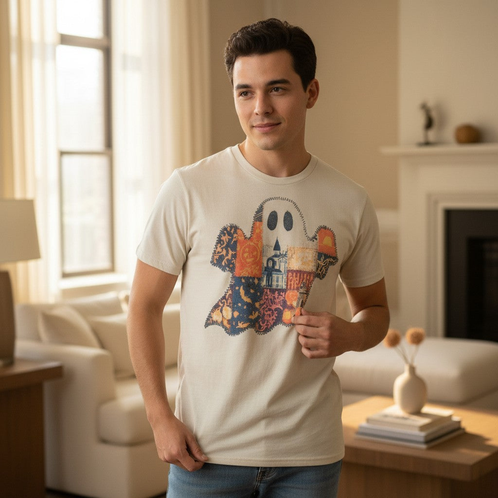 Vintage Halloween Patchwork Ghost Tee