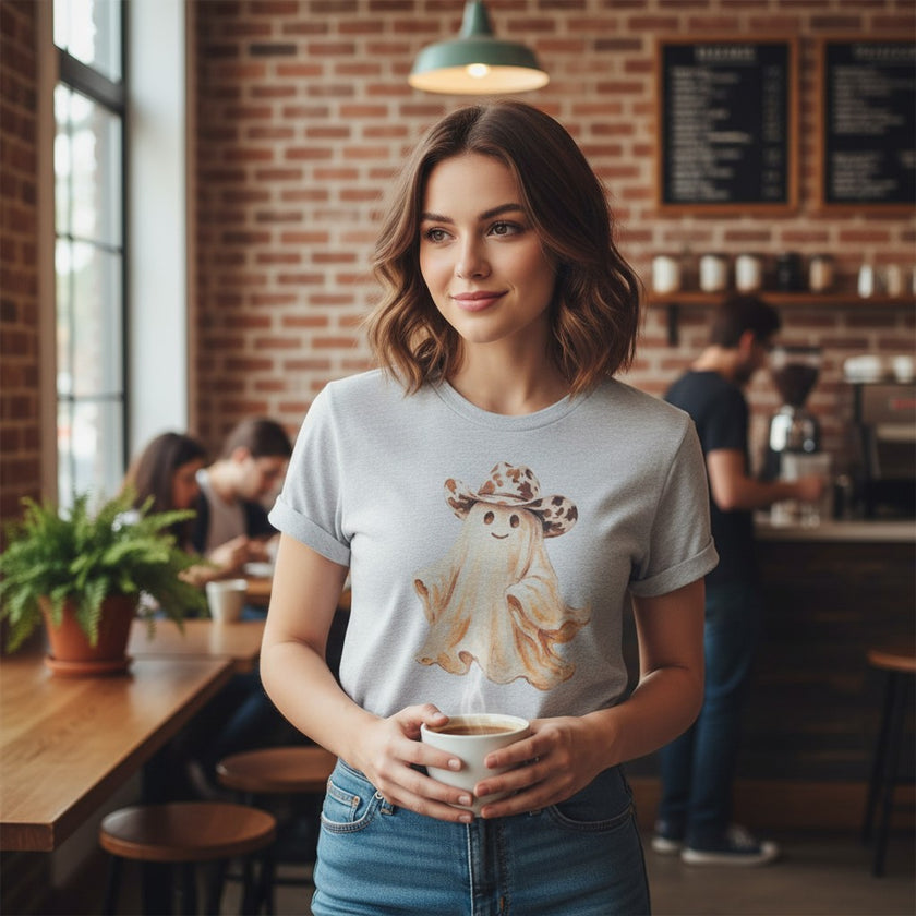 Leopard Cowboy Hat Ghost Tee
