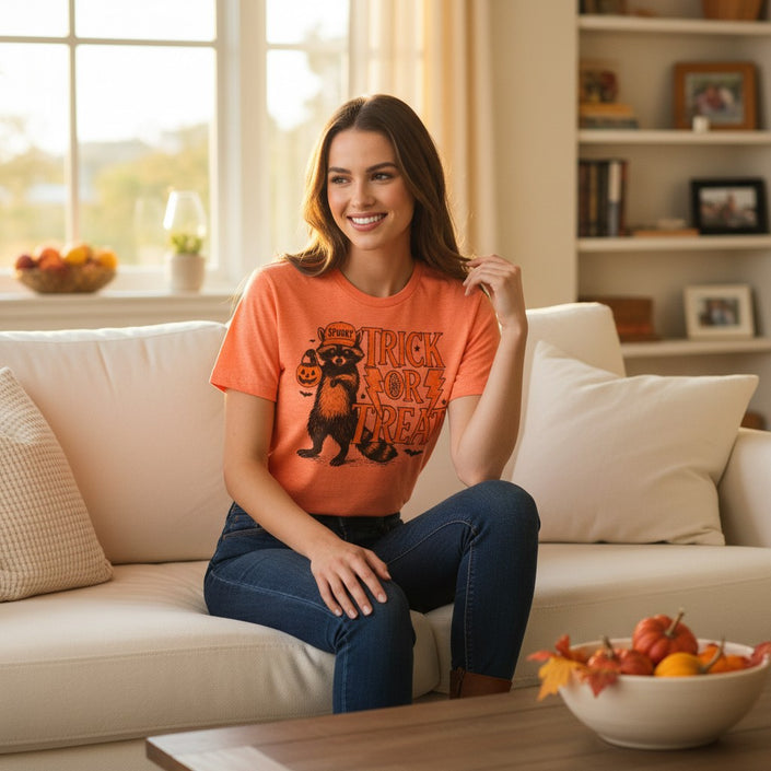 Retro Trick or Treat Raccoon  Graphic Tee