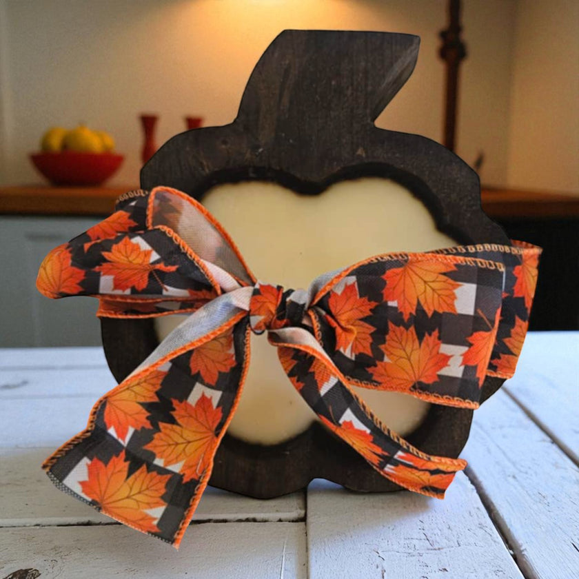 Pumpkin Wooden Dough Bowl Candle