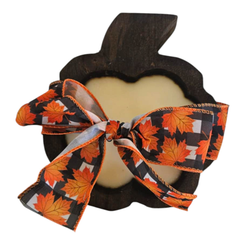 Pumpkin Wooden Dough Bowl Candle