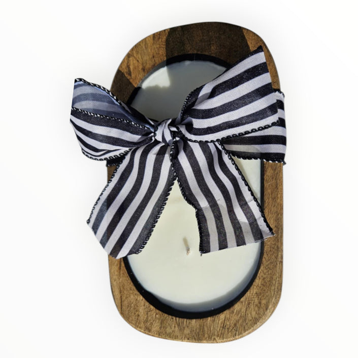 Lavender Sandalwood Scented Handcrafted 3-Wick Wooden Dough Bowl Candle