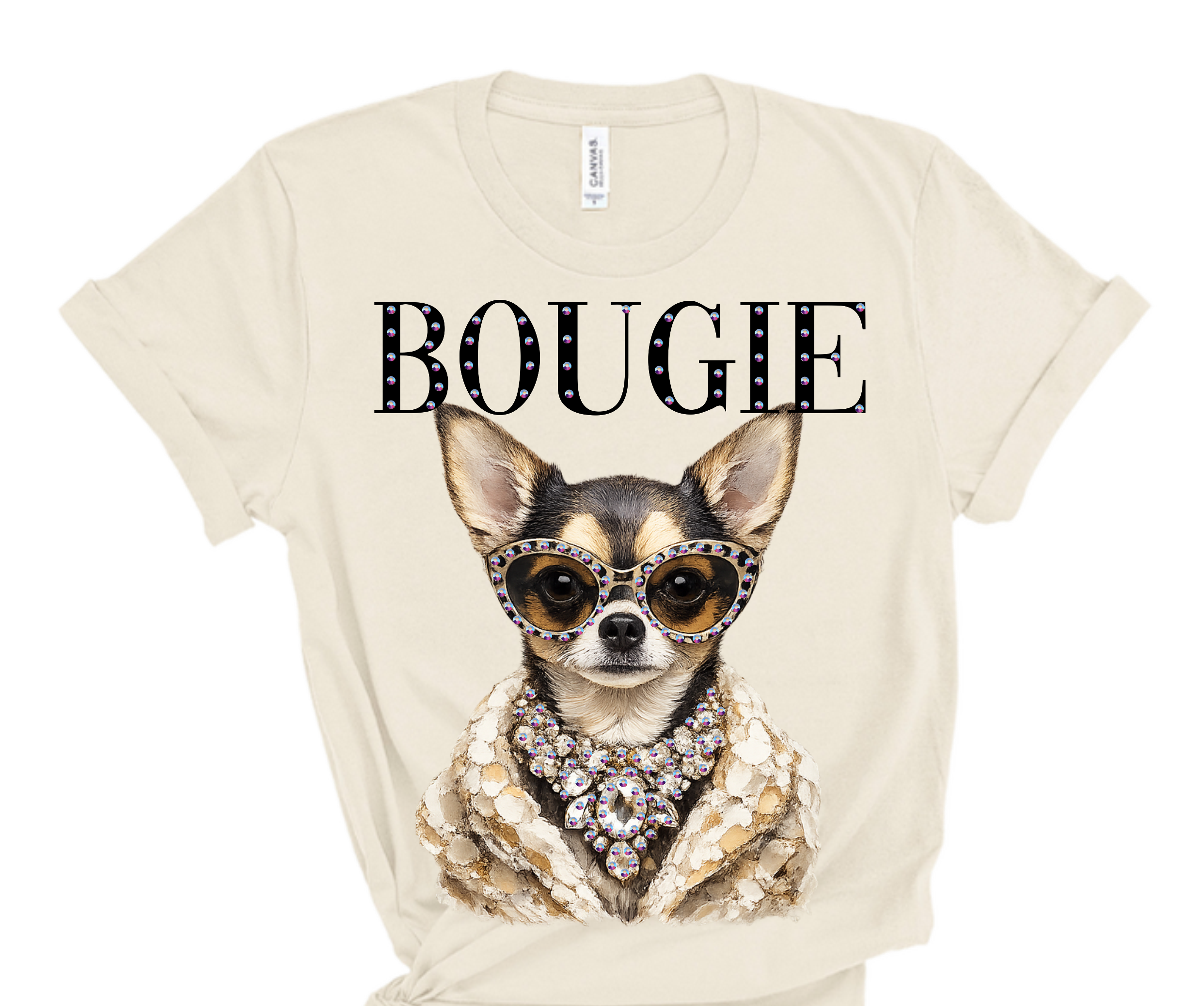 Coco Bougie Chihuahua Glam Dog Rhinestone Graphic Tee
