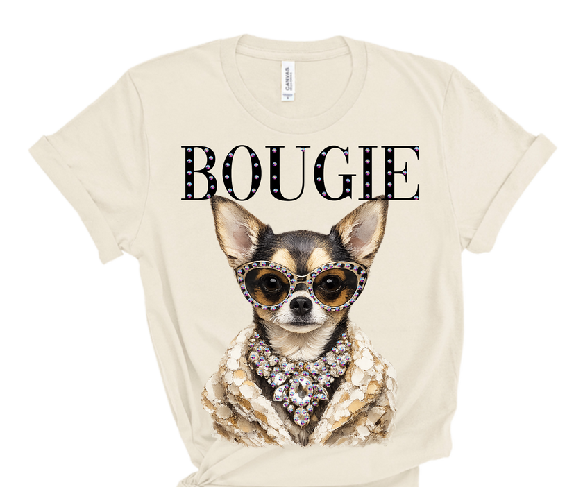 Coco Bougie Chihuahua Glam Dog Rhinestone Graphic Tee