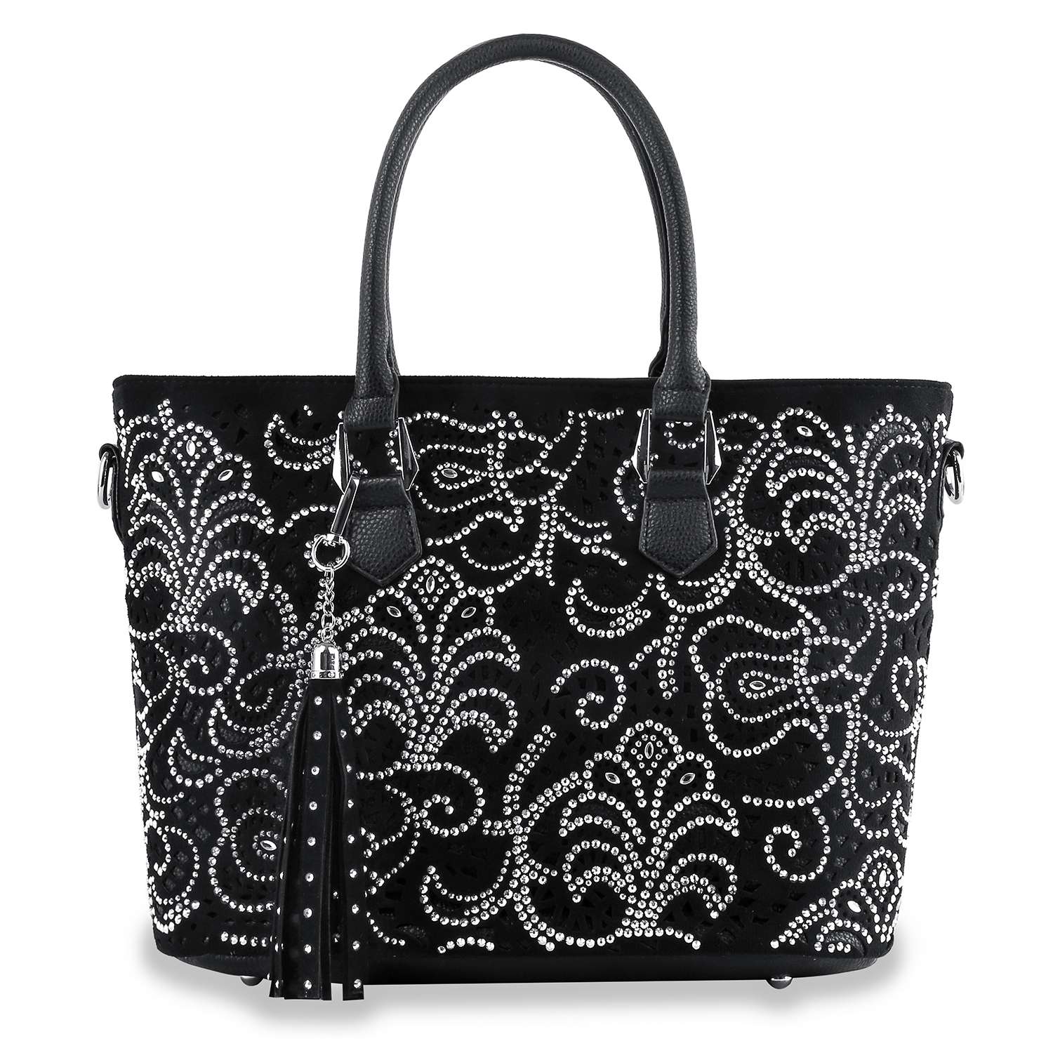 Sparkling Black Layered Rhinestone Handbag