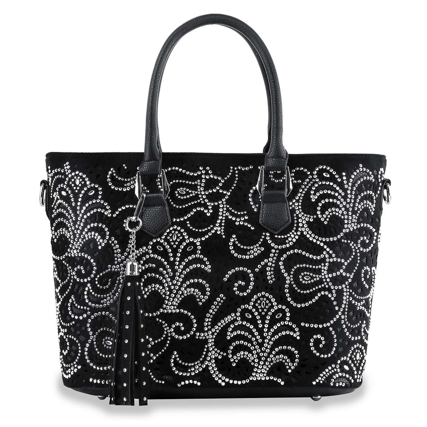 Sparkling Black Layered Rhinestone Handbag