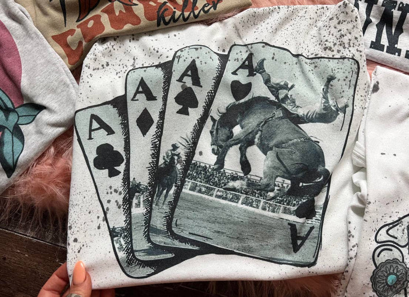 Cowboy Bronc Rider Card Graphic Tee