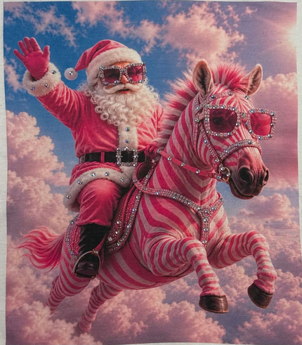 Blinged-Out Santa & Pink Zebra Holiday Tee