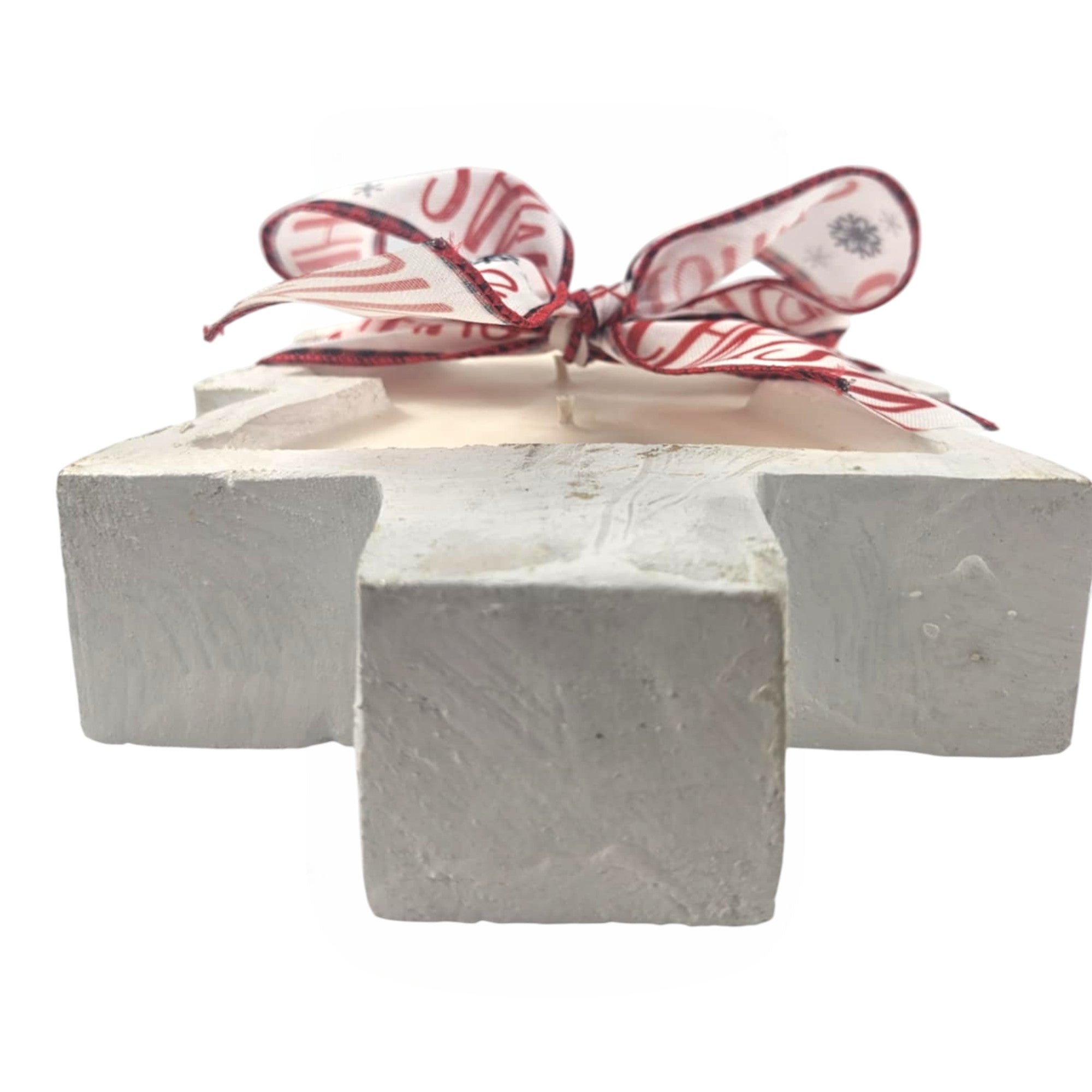 Rustic Christmas Tree Wooden Dough Bowl with Christmas Bow