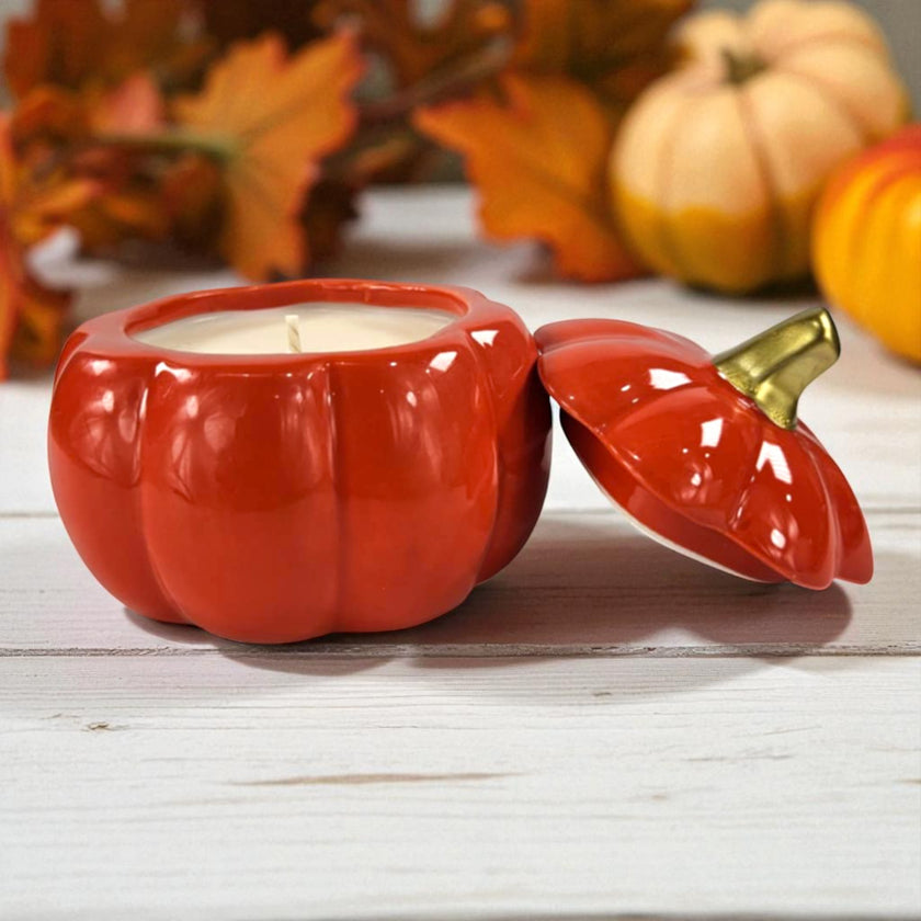 Pumpkin Glass  Glazed Trinket Candle