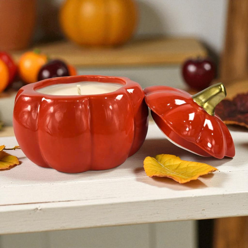 Pumpkin Glass  Glazed Trinket Candle