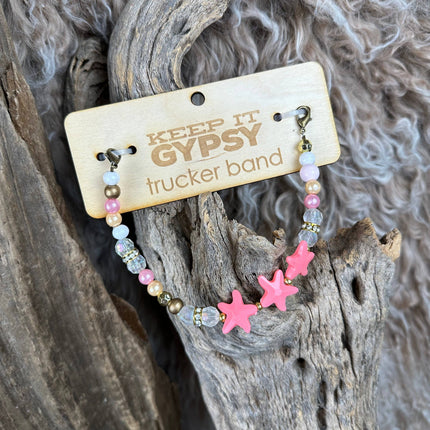 Pink Star Beaded Hat Band