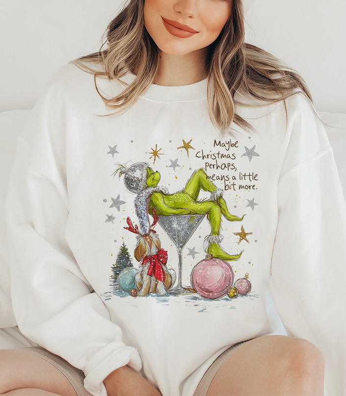 Blinged-Out Maybe Christmas Grinch Holiday Tee