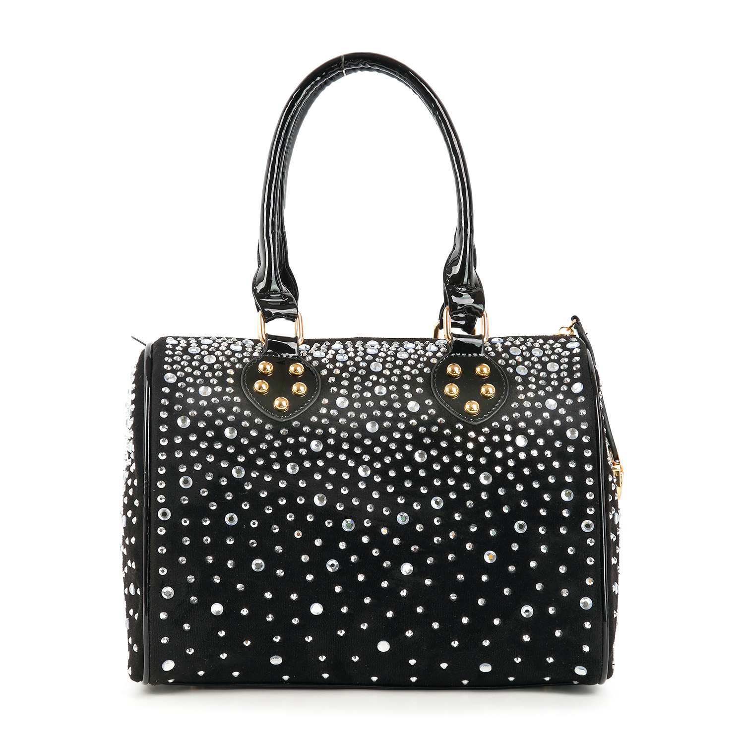 Sparkling Rhinestone Lock Satchel Handbag