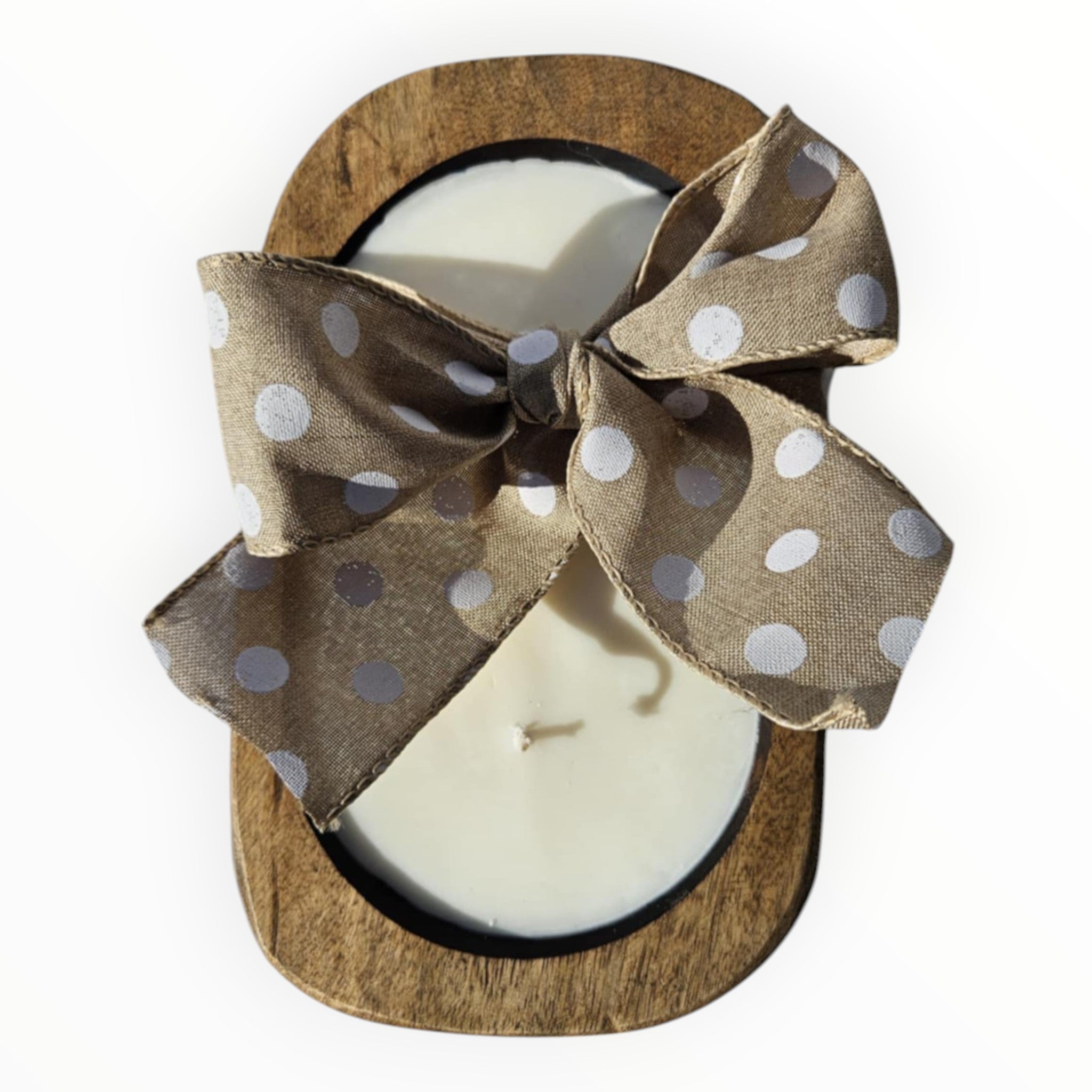 Leather & Lace Scented Handcrafted 3-Wick Wooden Dough Bowl Candle