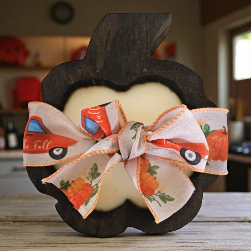 Pumpkin Wooden Dough Bowl Candle