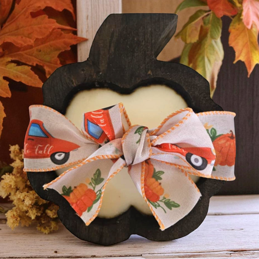 Pumpkin Wooden Dough Bowl Candle