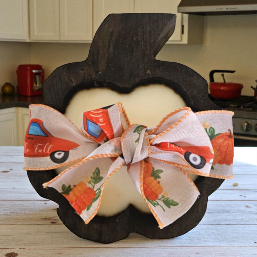 Pumpkin Wooden Dough Bowl Candle