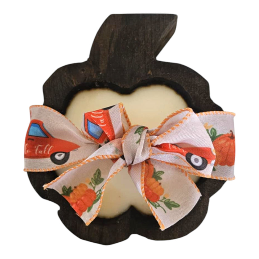 Pumpkin Wooden Dough Bowl Candle