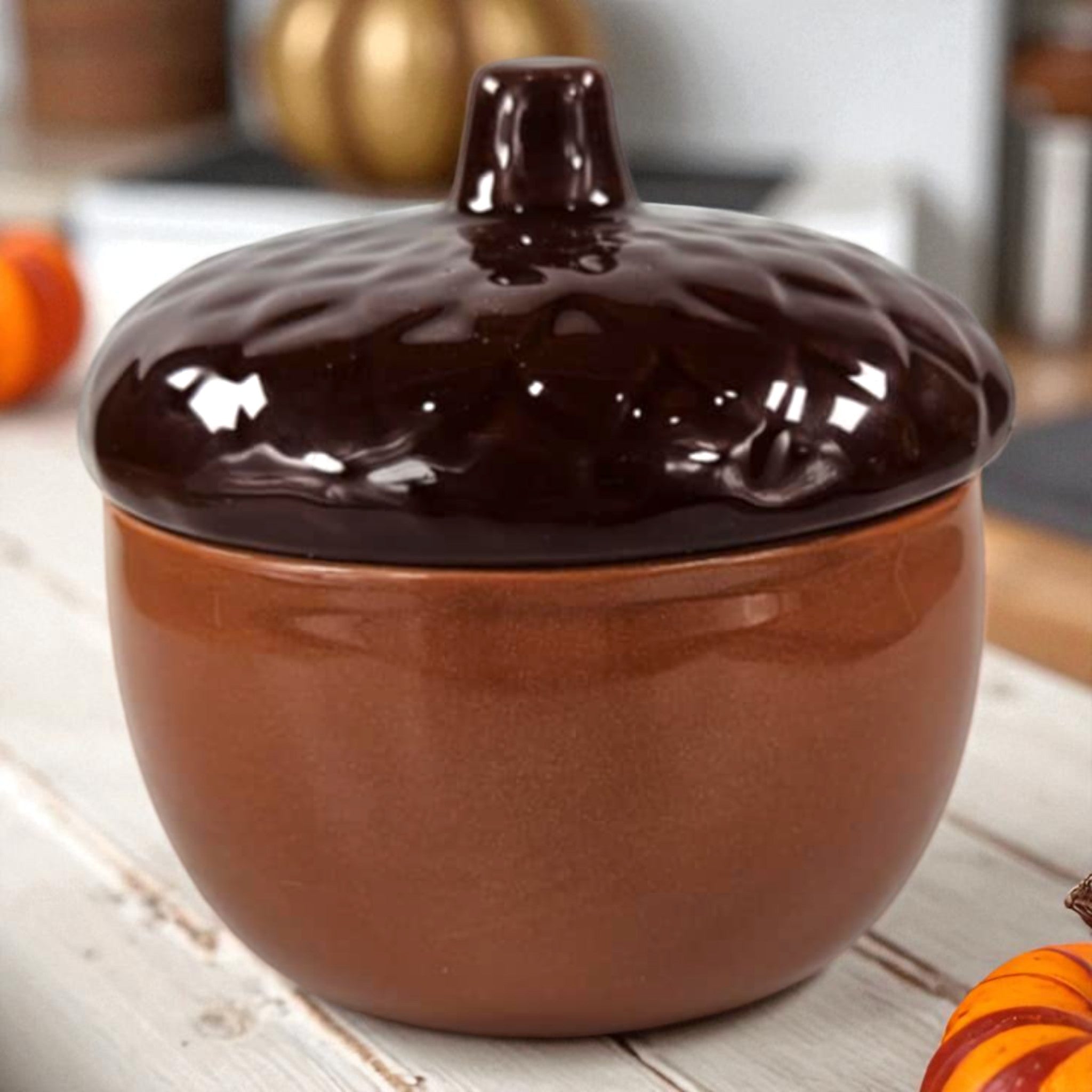 Acorn Glass Glazed Trinket Candle