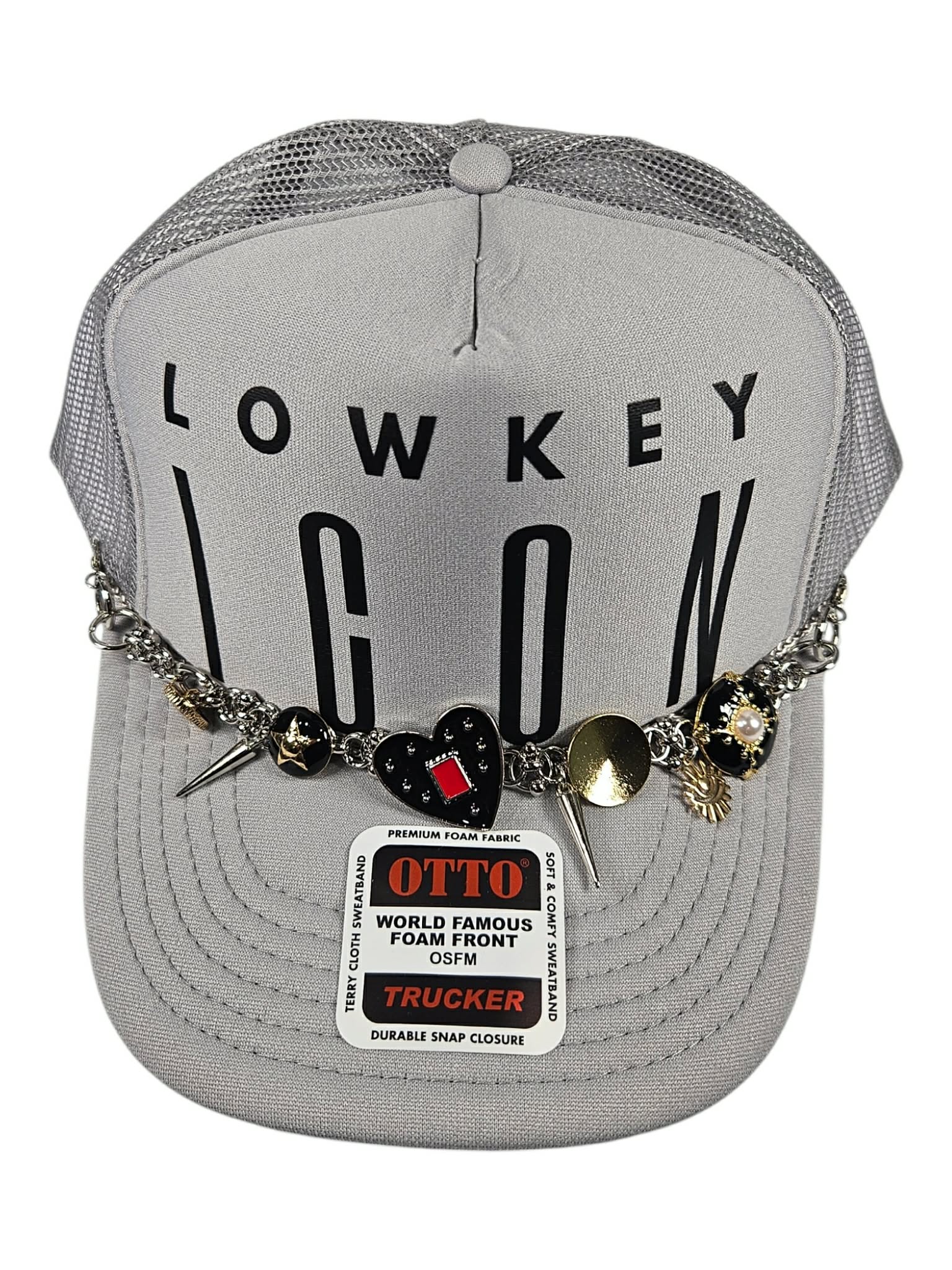 Lowkey Icon Silver Charm Trucker Hat